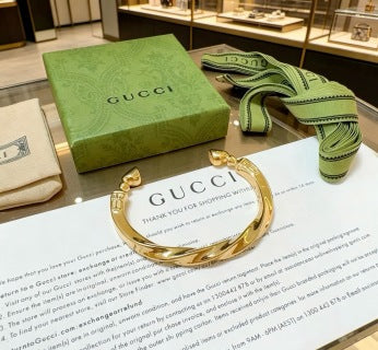 Gucci GG Horsebit Open Cuff Gold Bracelet