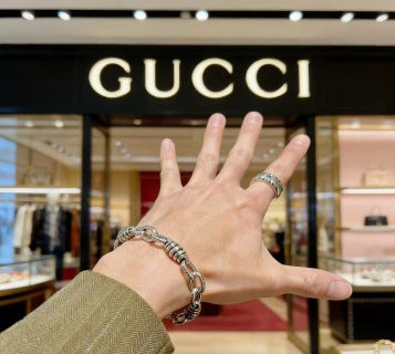Gucci GG Twisted Link Silver Chain Bracelet