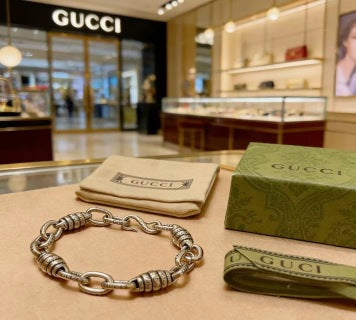 Gucci GG Twisted Link Silver Chain Bracelet