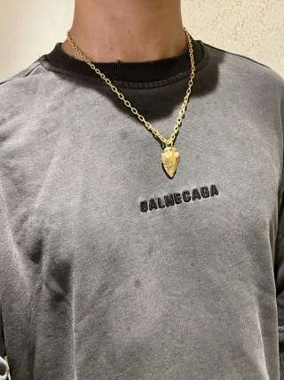 Gucci GG Leaf Drop Pendant Gold Chain Necklace