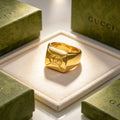 Gucci GG Geometric Signet Gold Ring