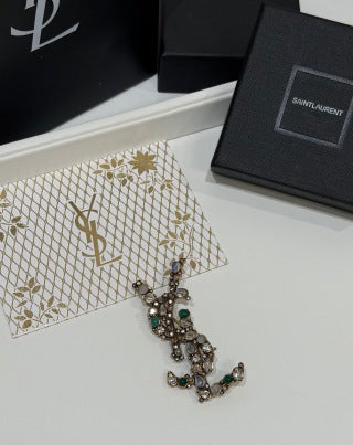YSL Jardin Émeraude Crystal Brooch