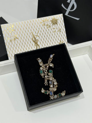 YSL Jardin Émeraude Crystal Brooch