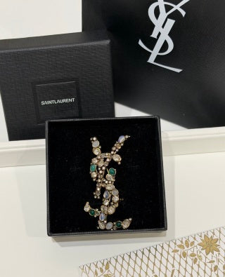 YSL Jardin Émeraude Crystal Brooch