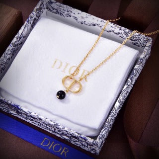 Dior CD Pearl Drop Pendant Necklace