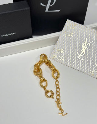 YSL Cassandre Luxe Chain Charm Bracelet