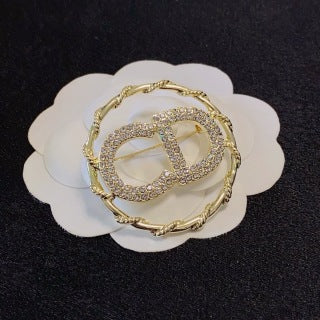 Dior CD Icon Pavé Crystal Round Brooch
