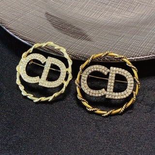 Dior CD Icon Pavé Crystal Round Brooch