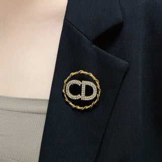 Dior CD Icon Pavé Crystal Round Brooch