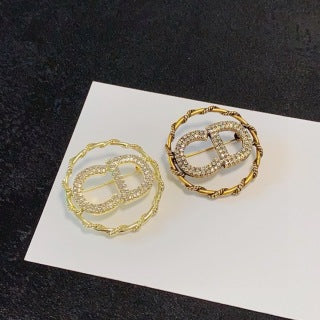 Dior CD Icon Pavé Crystal Round Brooch