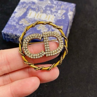 Dior CD Icon Pavé Crystal Round Brooch