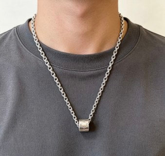 Gucci GG Barrel Lock Silver Chain Necklace