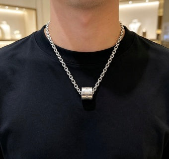 Gucci GG Barrel Lock Silver Chain Necklace