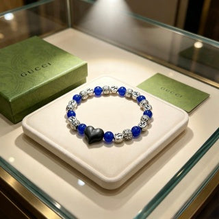 Gucci GG Blue Stone Lion Charm Bracelet