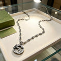 Gucci GG Interlocking Medallion Silver Chain Necklace