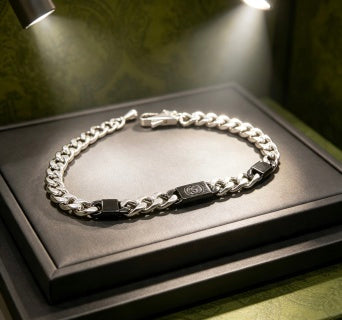 Gucci GG Interlocking Silver Chain Bracelet