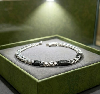 Gucci GG Interlocking Silver Chain Bracelet