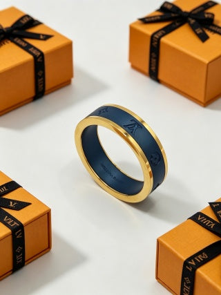 Louis Vuitton Midnight Monogram Edge Band Ring