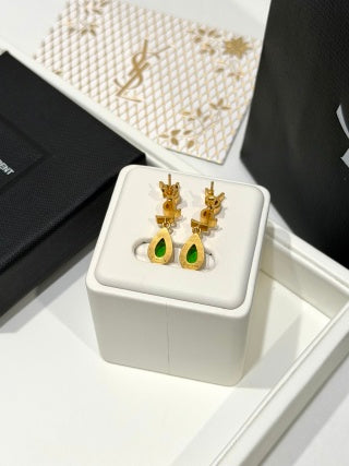 YSL Jardin Émeraude Teardrop Earrings