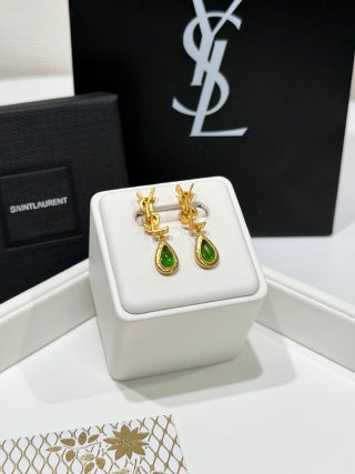 YSL Jardin Émeraude Teardrop Earrings