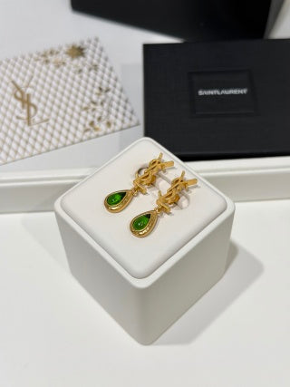 YSL Jardin Émeraude Teardrop Earrings