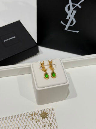 YSL Jardin Émeraude Teardrop Earrings