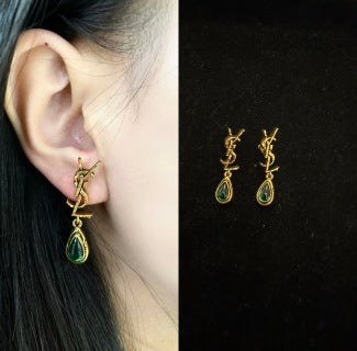 YSL Jardin Émeraude Teardrop Earrings