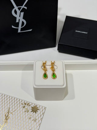 YSL Jardin Émeraude Teardrop Earrings