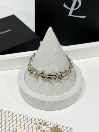YSL Cassandre Interlock Silver Chain Bracelet