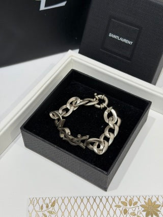 YSL Cassandre Interlock Silver Chain Bracelet