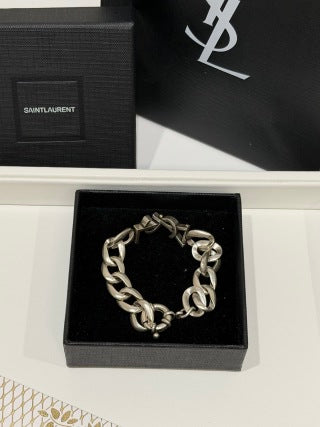 YSL Cassandre Interlock Silver Chain Bracelet