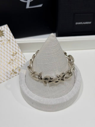YSL Cassandre Interlock Silver Chain Bracelet