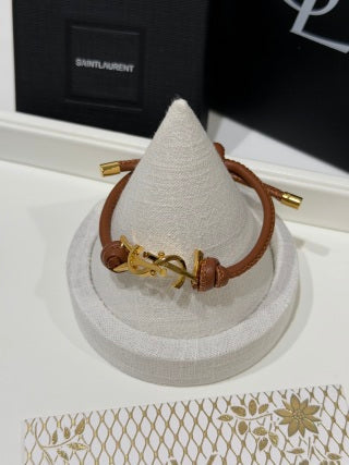 YSL Cassandre Leather Wrap Bracelet