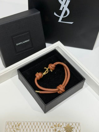 YSL Cassandre Leather Wrap Bracelet