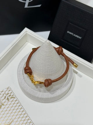 YSL Cassandre Leather Wrap Bracelet
