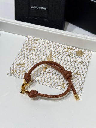 YSL Cassandre Leather Wrap Bracelet
