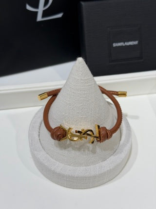 YSL Cassandre Leather Wrap Bracelet