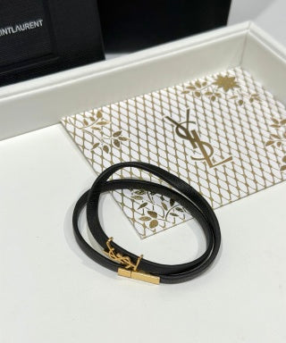 YSL Cassandre Leather Cord Bracelet