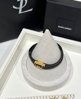 YSL Cassandre Leather Cord Bracelet
