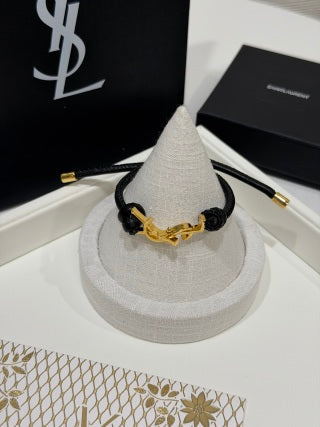 YSL Cassandre Anchor Leather Bracelet