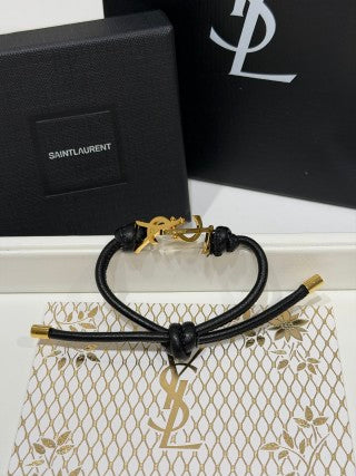 YSL Cassandre Anchor Leather Bracelet
