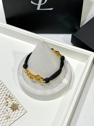 YSL Cassandre Noir Cord Bracelet