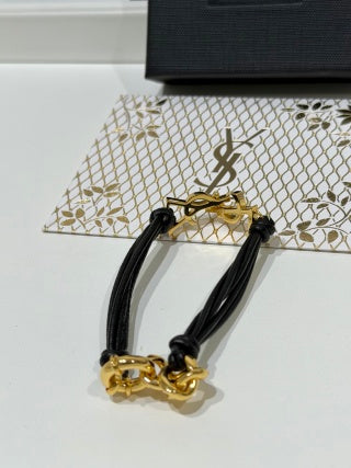YSL Cassandre Noir Cord Bracelet