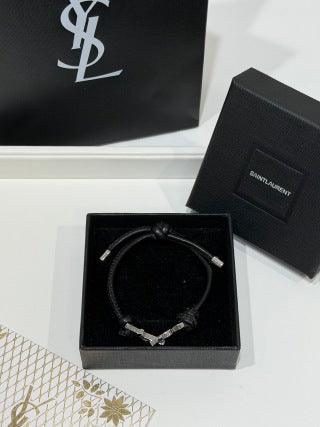 YSL Monogram Leather Cord Bracelet