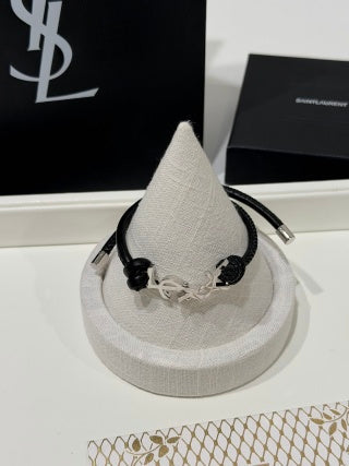 YSL Monogram Leather Cord Bracelet