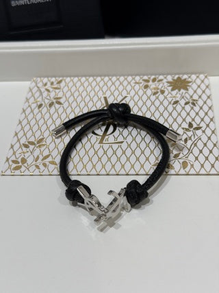 YSL Monogram Leather Cord Bracelet