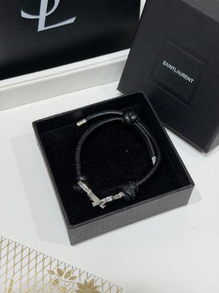 YSL Monogram Leather Cord Bracelet
