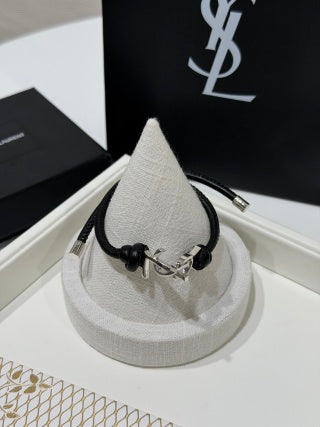 YSL Monogram Leather Cord Bracelet