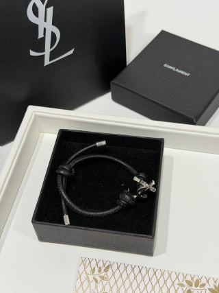YSL Monogram Leather Cord Bracelet