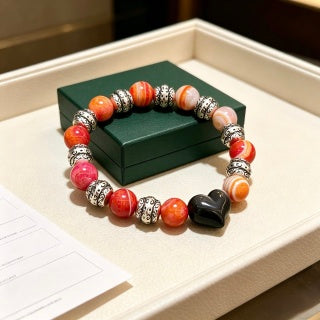 Gucci GG Coral Bead Silver Charm Bracelet